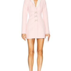MAJORELLE Avori Blazer Dress in Baby Pink & White
